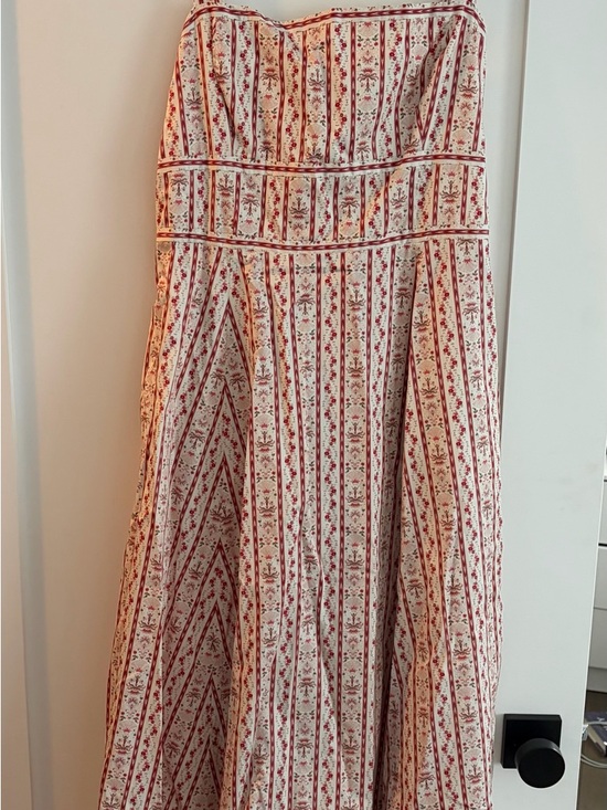 Hill House Dresses & Skirts - Hill House Red and Cream Striped Floral Midi Dress